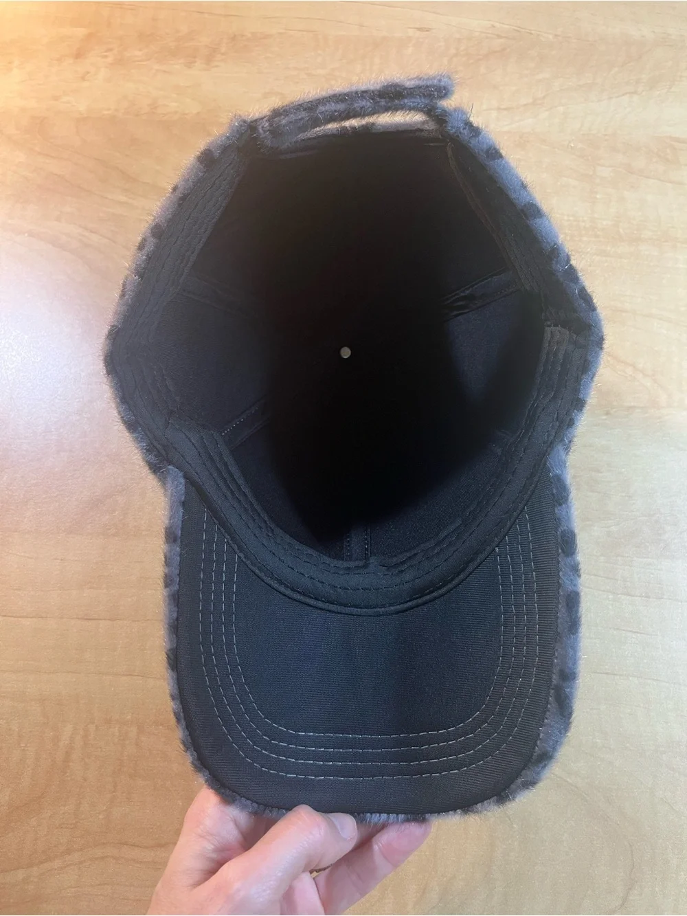 Faux Fur Leopard Print Baseball Cap - Gray and black NWOT